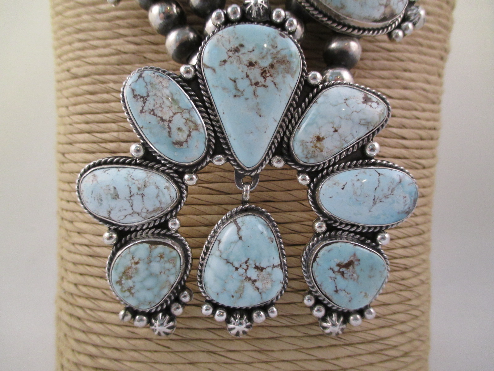 Dry Creek Turquoise Squash Blossom Necklace & Earring Set - Two Grey Hills