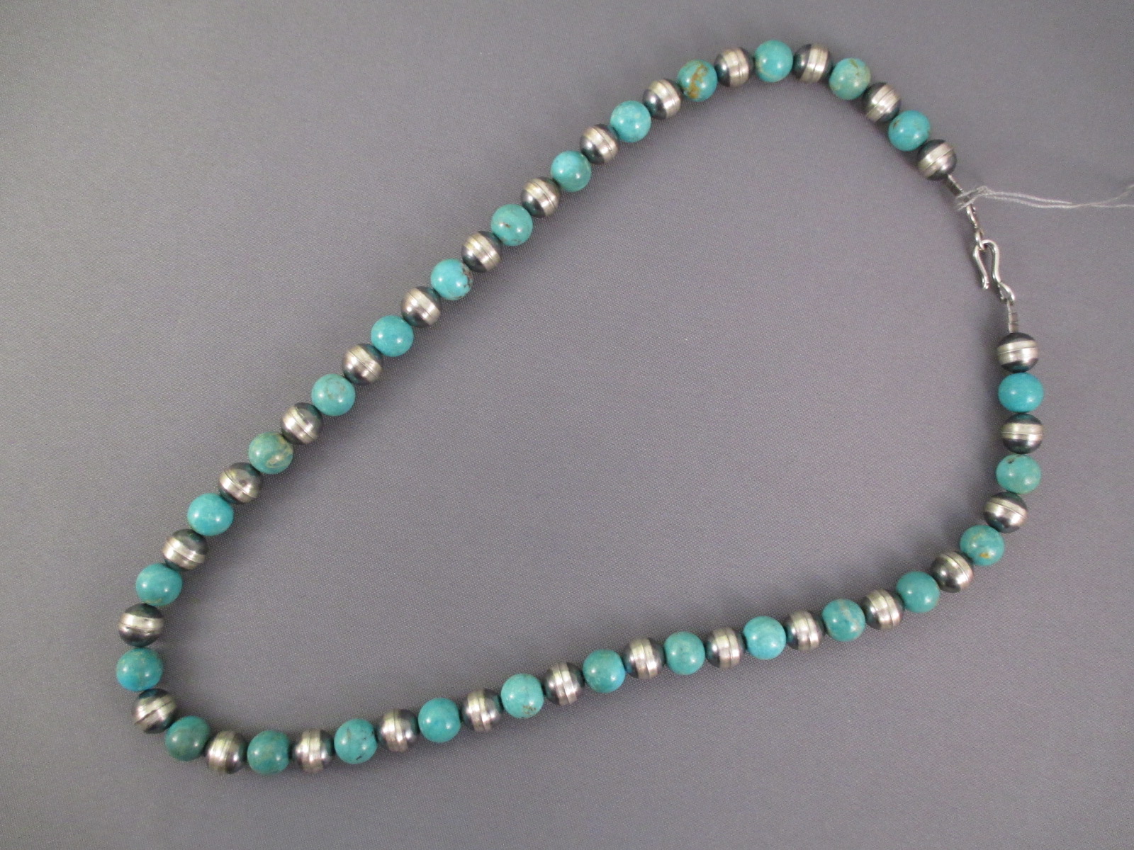 Oxidized Sterling Silver & Turquoise Necklace - Two Grey Hills