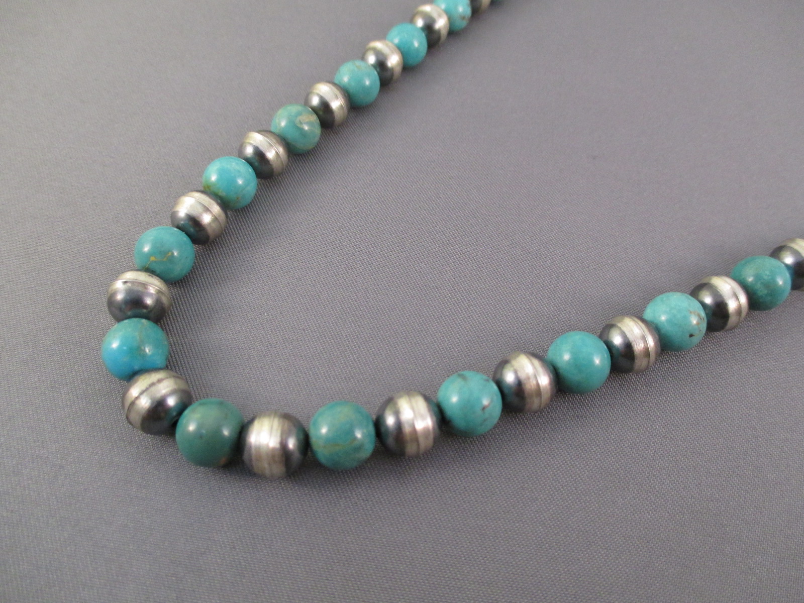 Ne3731 Sterling Silver And Turquoise Bead Necklace Photo 4