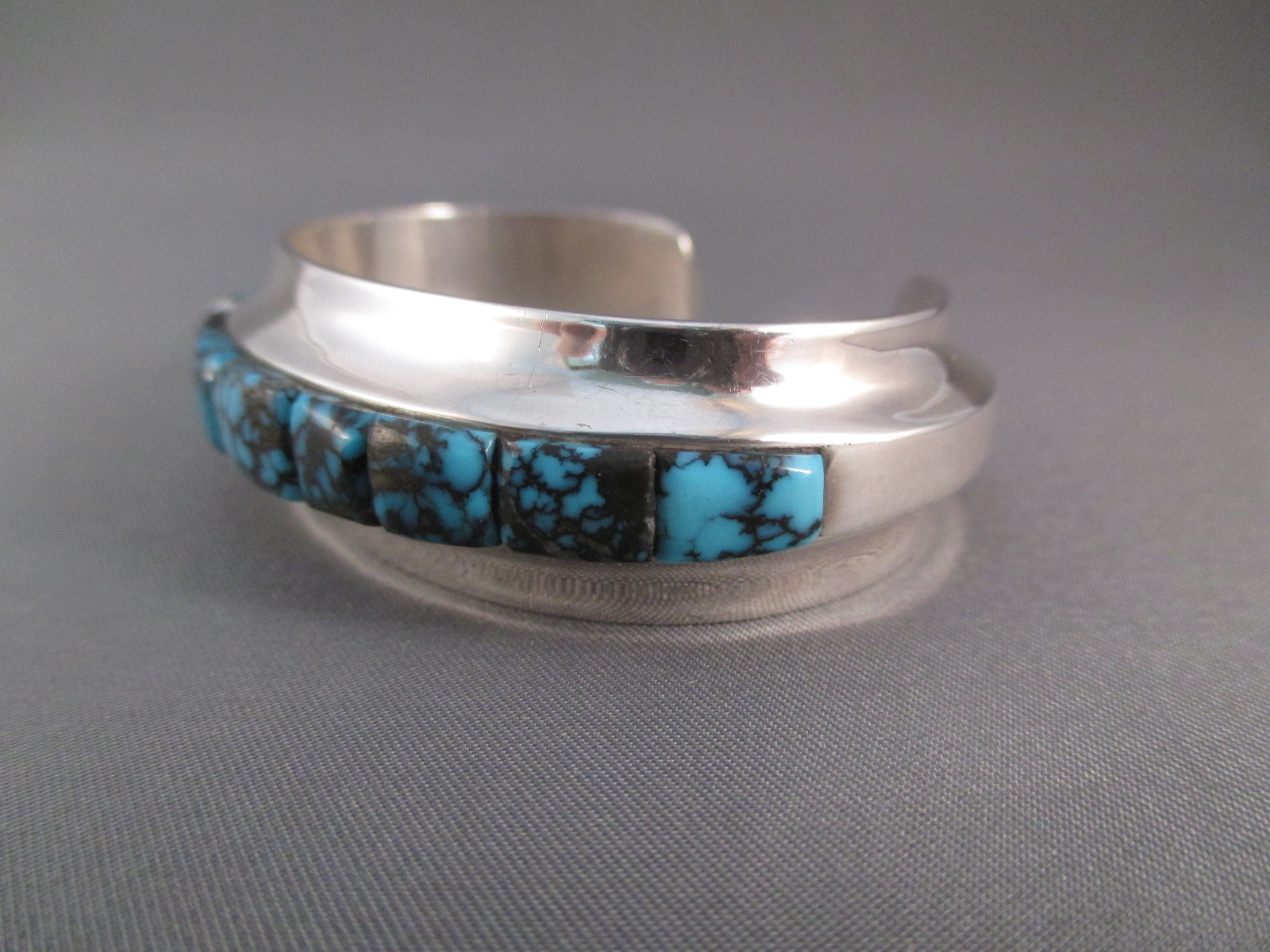 Bracelet With Turquoise Inlay By Navajo Jewelry Artist Larry Begay