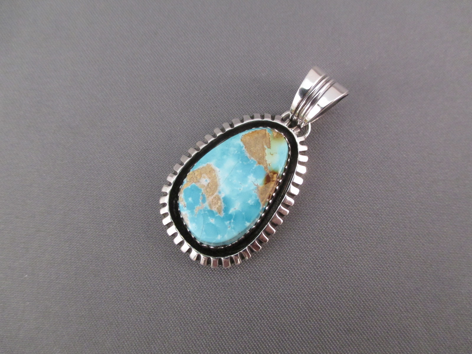 Blue Royston Turquoise Pendant By Will Denetdale (Navajo)