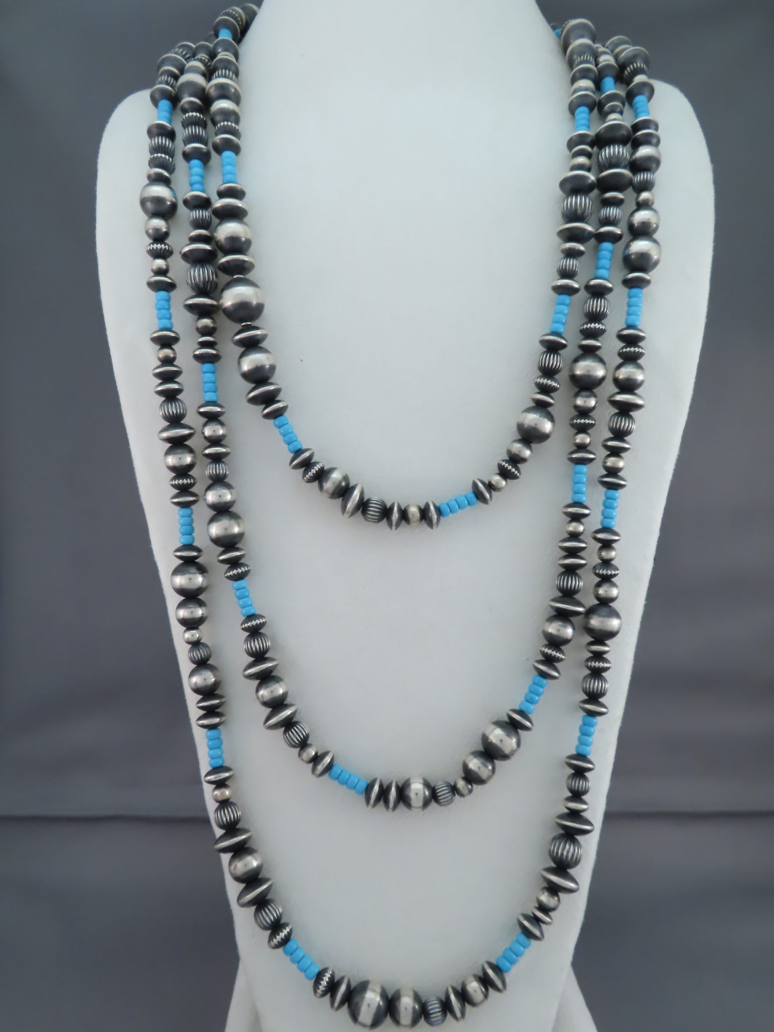 Oxidized Sterling Silver Turquoise Necklace Navajo Jewelry