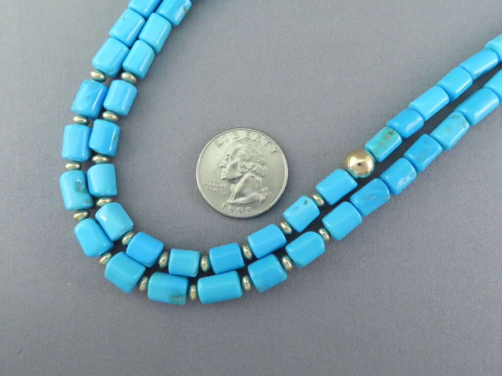 Two Strand Kt Gold Sleeping Beauty Turquoise Necklace