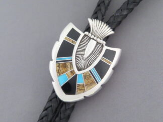 Sterling Silver & Multi-Stone Inlay Bolo Tie featuring Turquoise