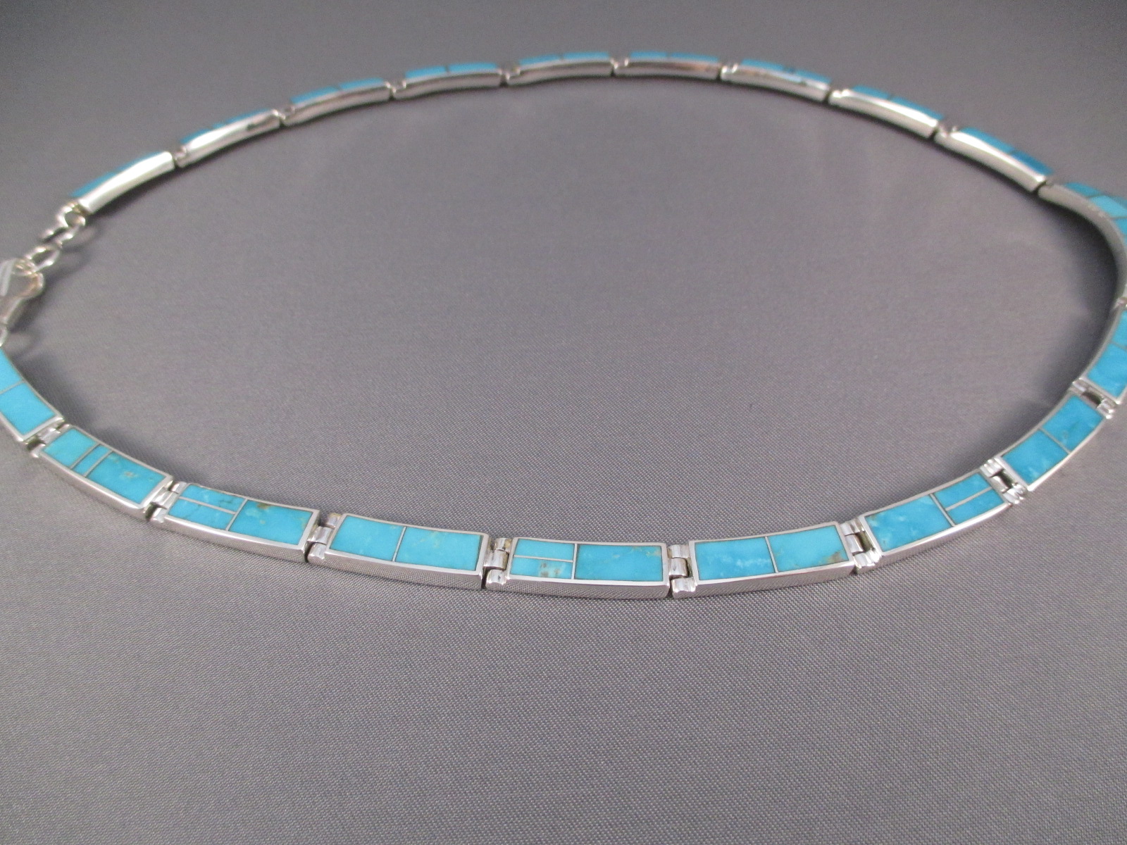 Turquoise Inlay Necklace - Navajo Jewelry - Two Grey Hills