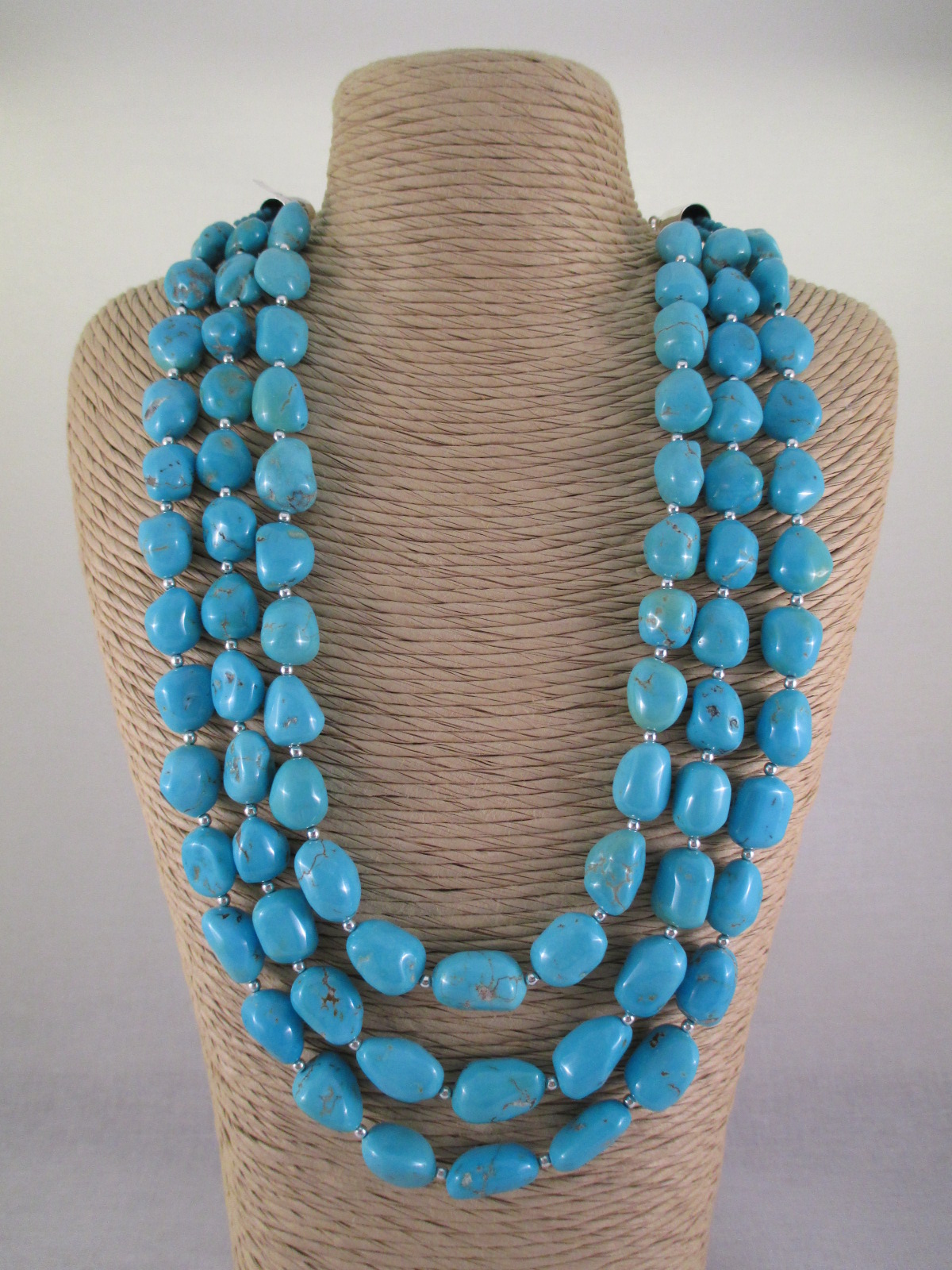 3 Strand Sleeping Beauty Turquoise Necklace - Two Grey Hills