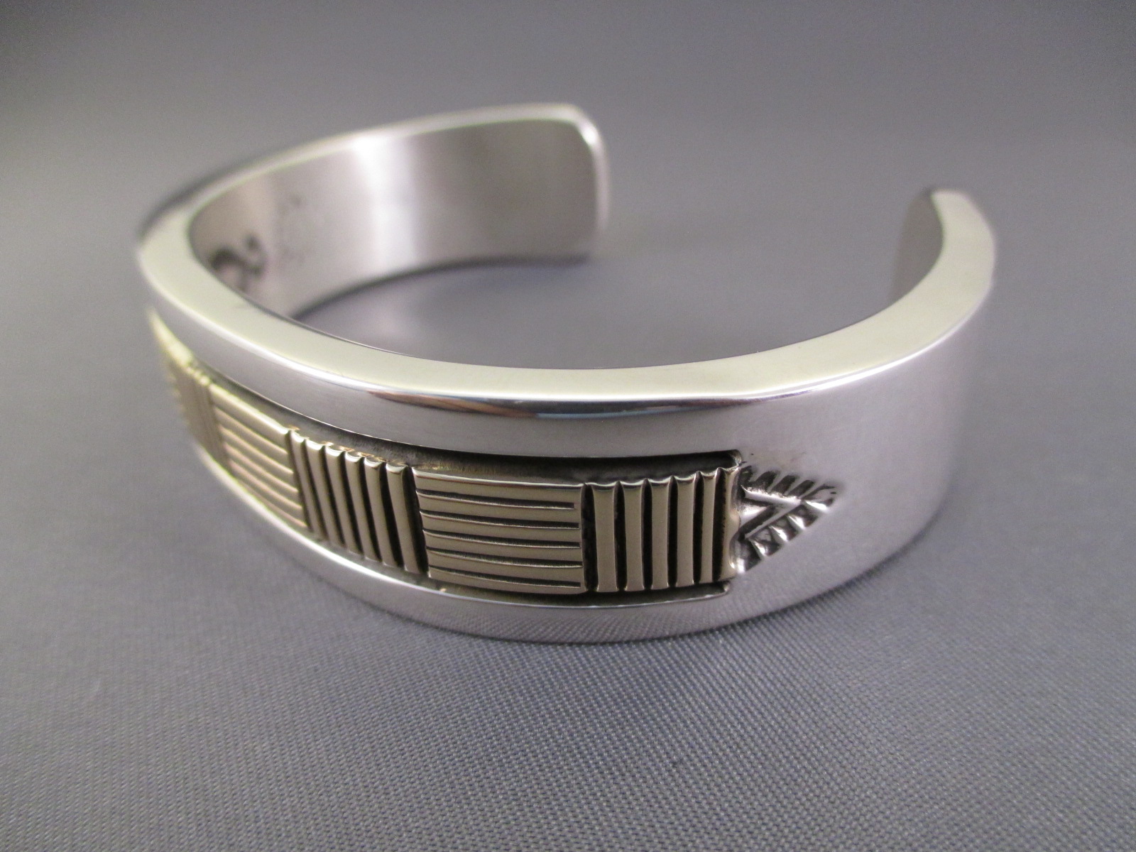 Large Silver & Gold Cuff Bracelet By Bruce Morgan - Two Grey Hills