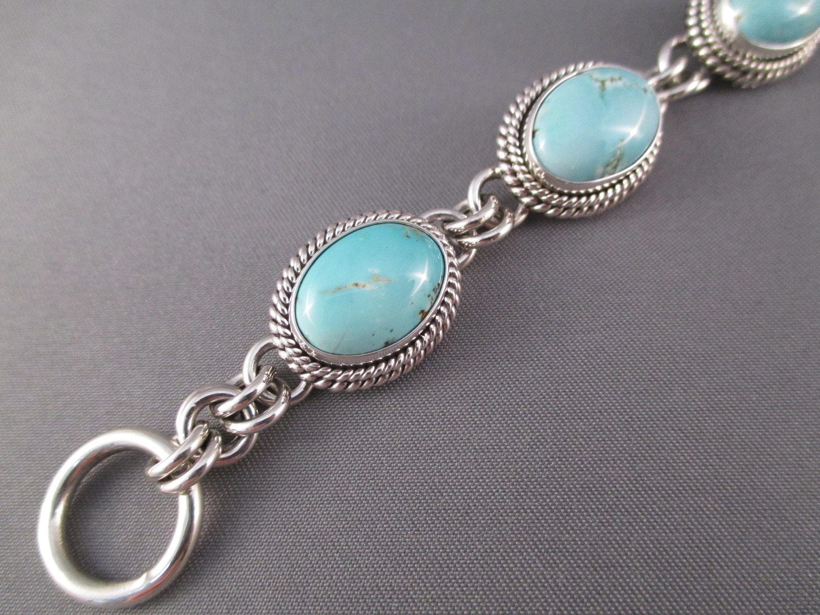 Artie Yellowhorse Link Bracelet with Carico Lake Turquoise