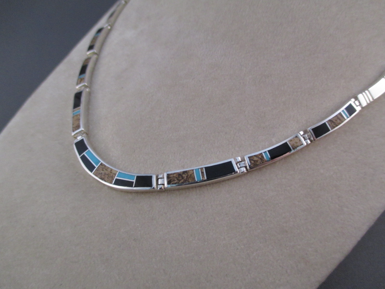 Multi-Stone Inlay Necklace Featuring Turquoise - Two Grey Hills