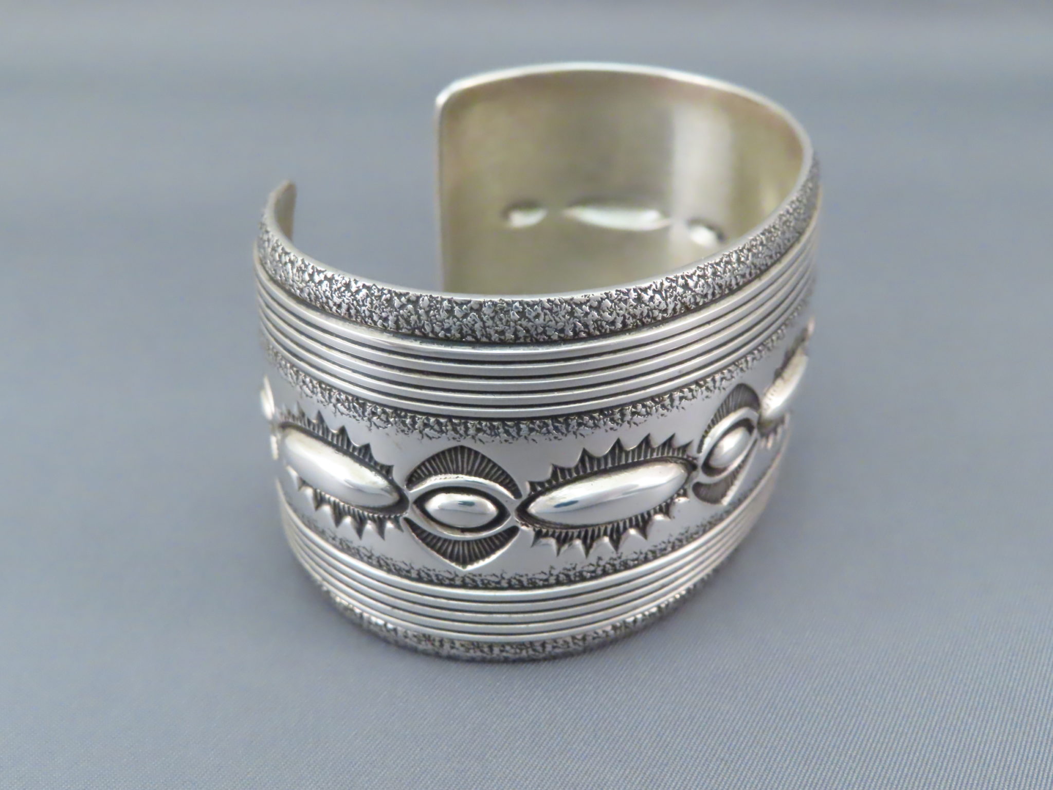 Thomas Curtis Wide Sterling Silver Cuff Bracelet - Navajo Jewelry