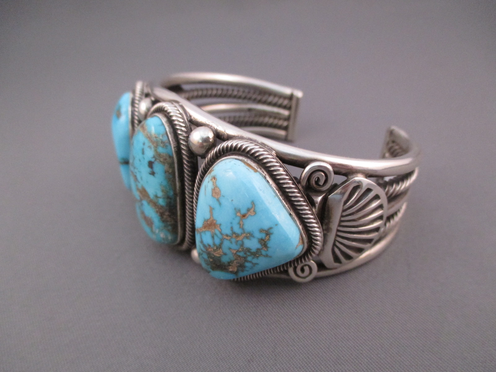 BR3753 Sterling Silver and Blue Royston Turquoise Cuff Bracelet by ...