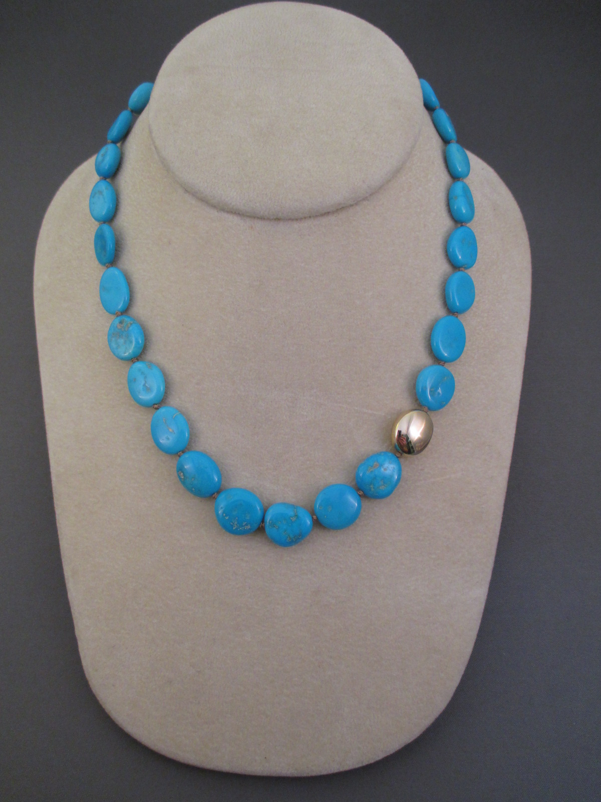 Sleeping Beauty Turquoise & 14kt Gold Necklace - Two Grey Hills