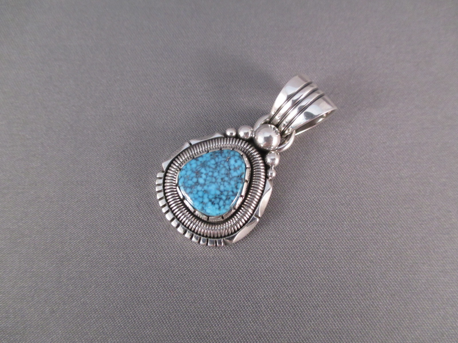 Sterling Slver and Kingman Turquoise Pendant by Navajo jewelry artist ...