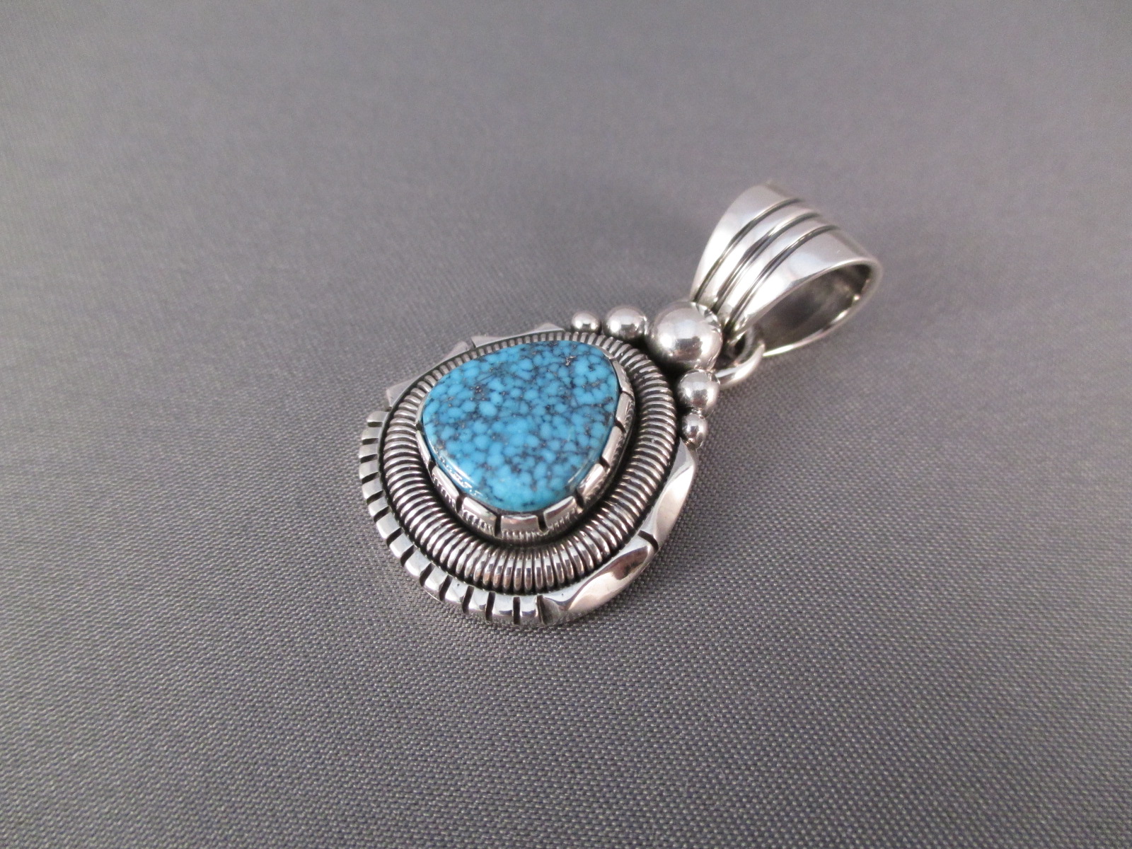 Sterling Slver and Kingman Turquoise Pendant by Navajo jewelry artist ...