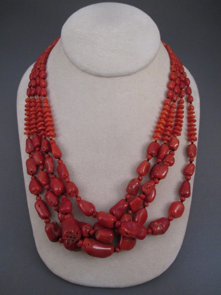 Four Strand Coral Necklace - Two Grey Hills