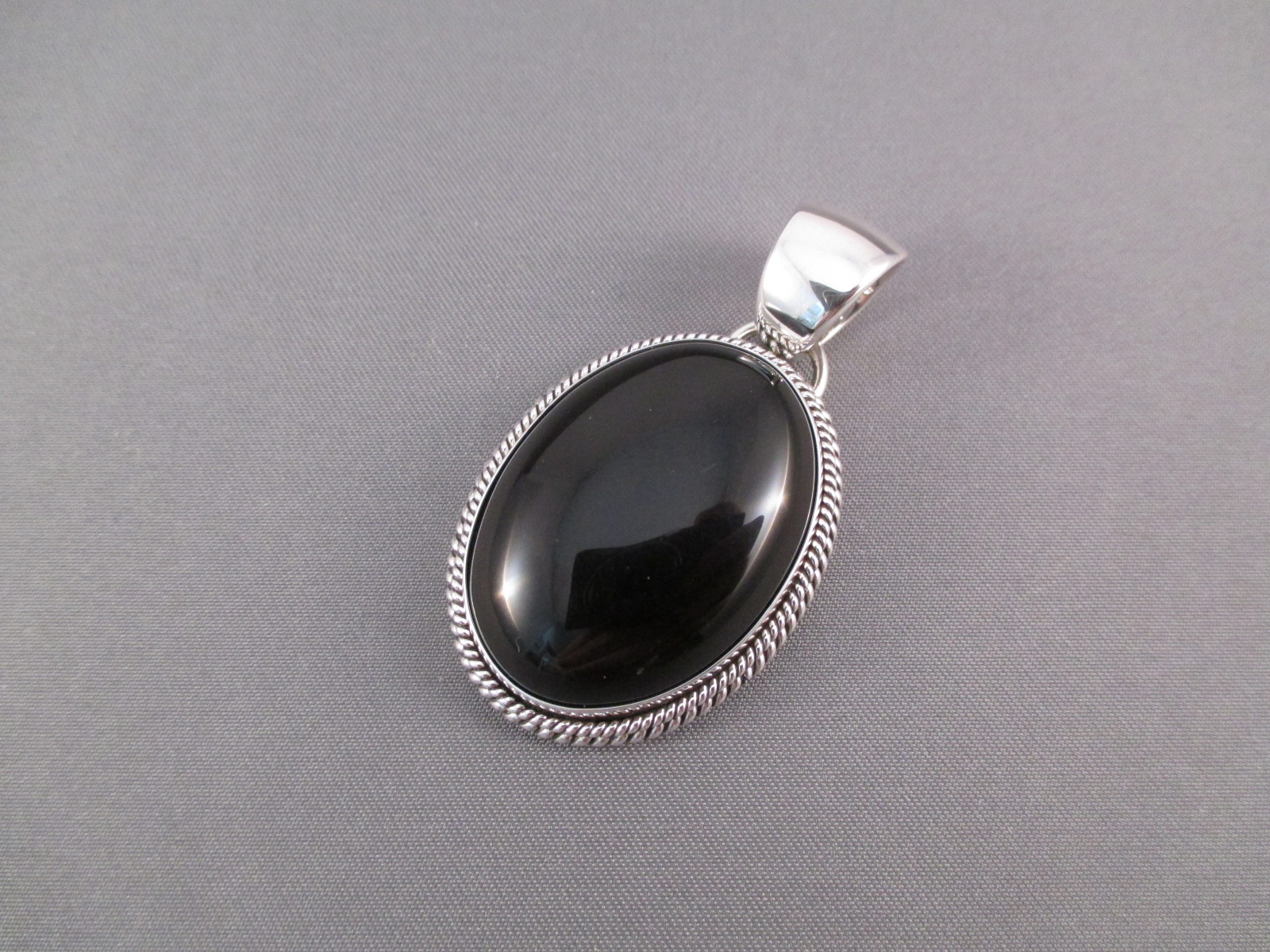 Onyx & Sterling Silver Pendant - Two Grey Hills