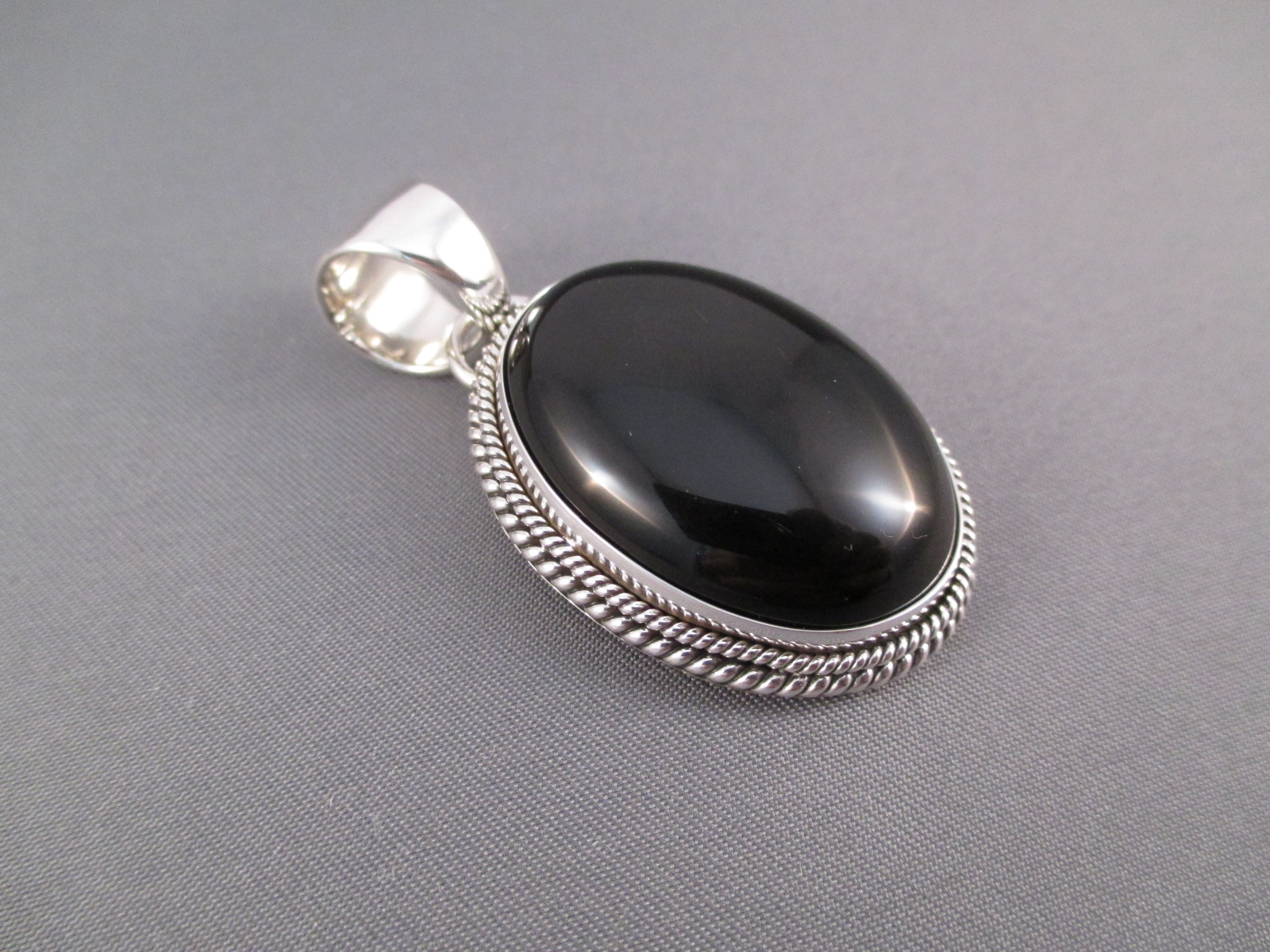 Onyx & Sterling Silver Pendant - Two Grey Hills