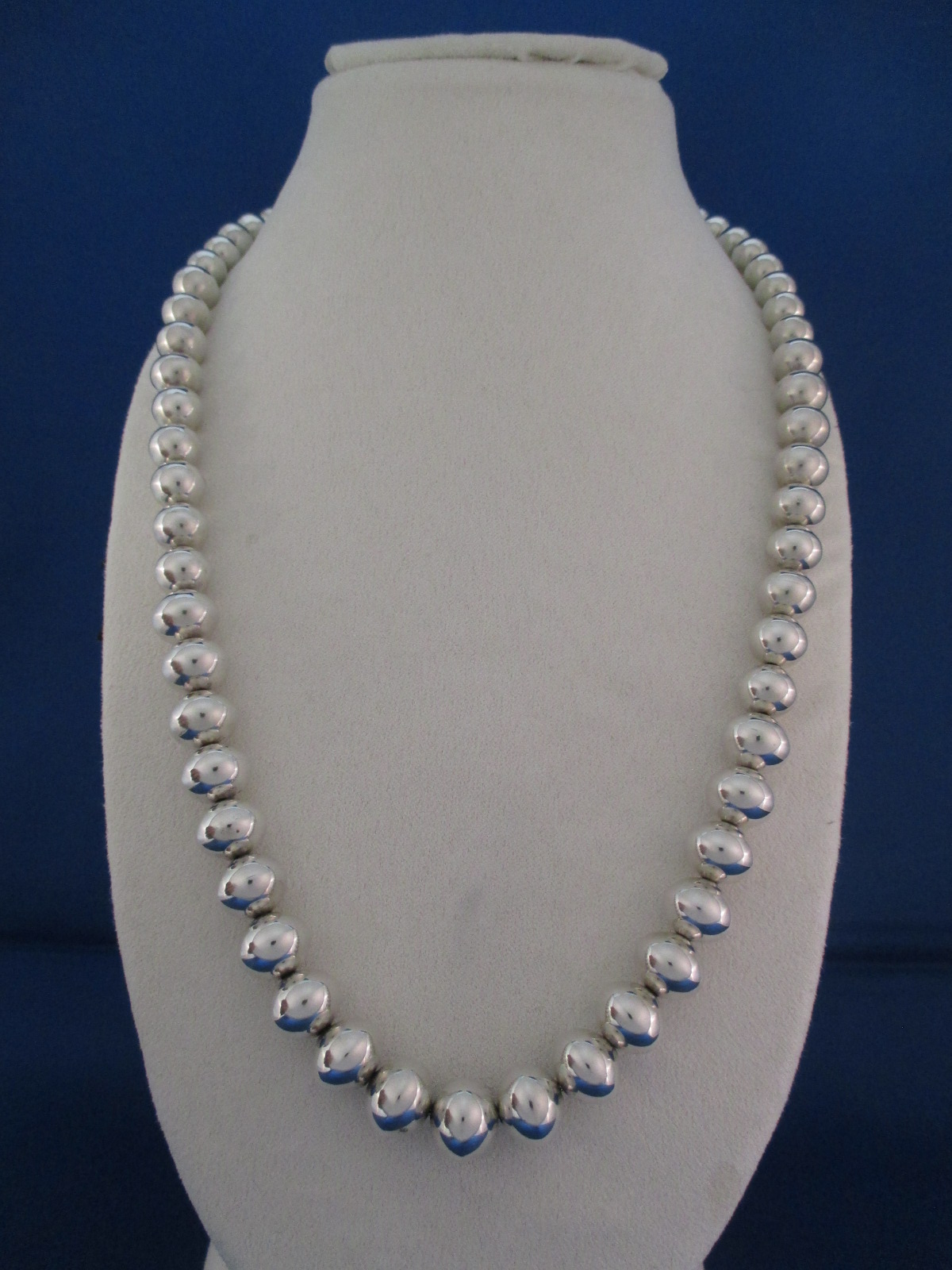 Polished Sterling Silver Bead Necklace 