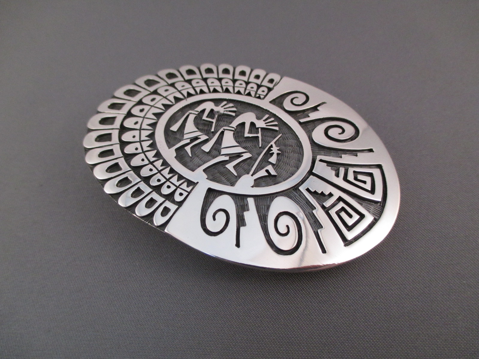 'Kokopelli' Design Belt Buckle by Veryl Pooyouma (Hopi)