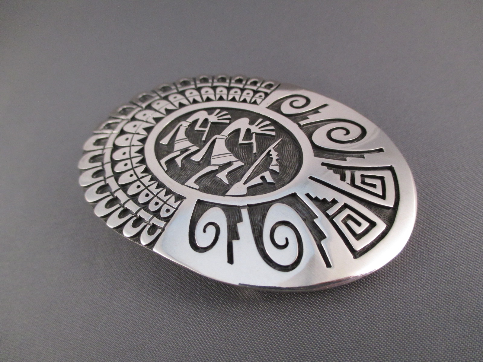 Hopi Buckle - 'Kokopelli' Design Belt Buckle by Veryl Pooyouma (Hopi)