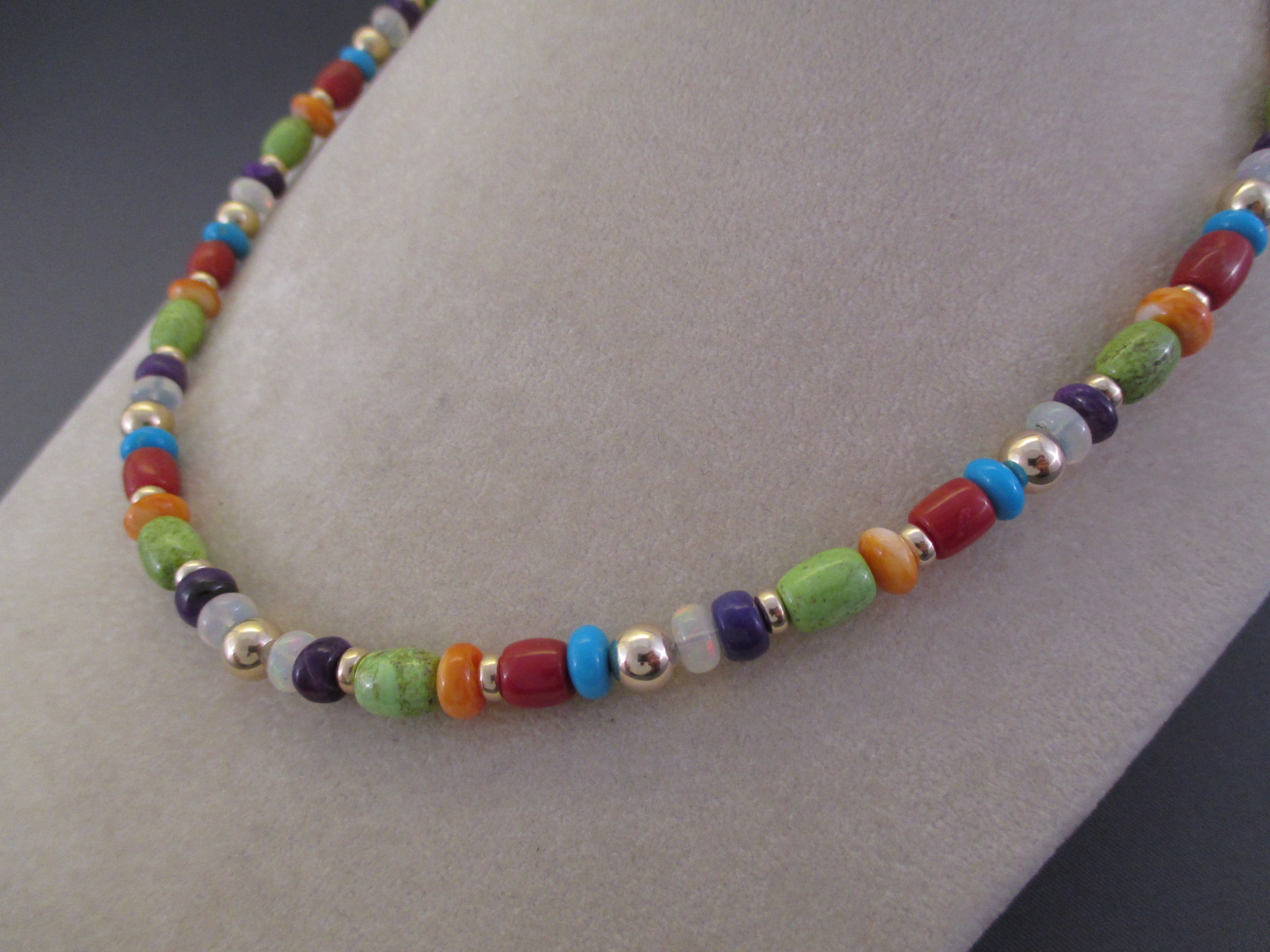 14kt Gold Multi-Stone Necklace - Colorful Gold Necklace