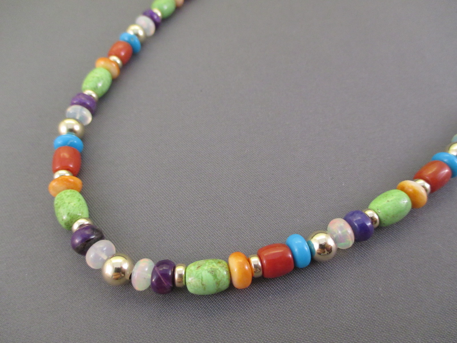 14kt Gold Multi-Stone Necklace - Colorful Gold Necklace