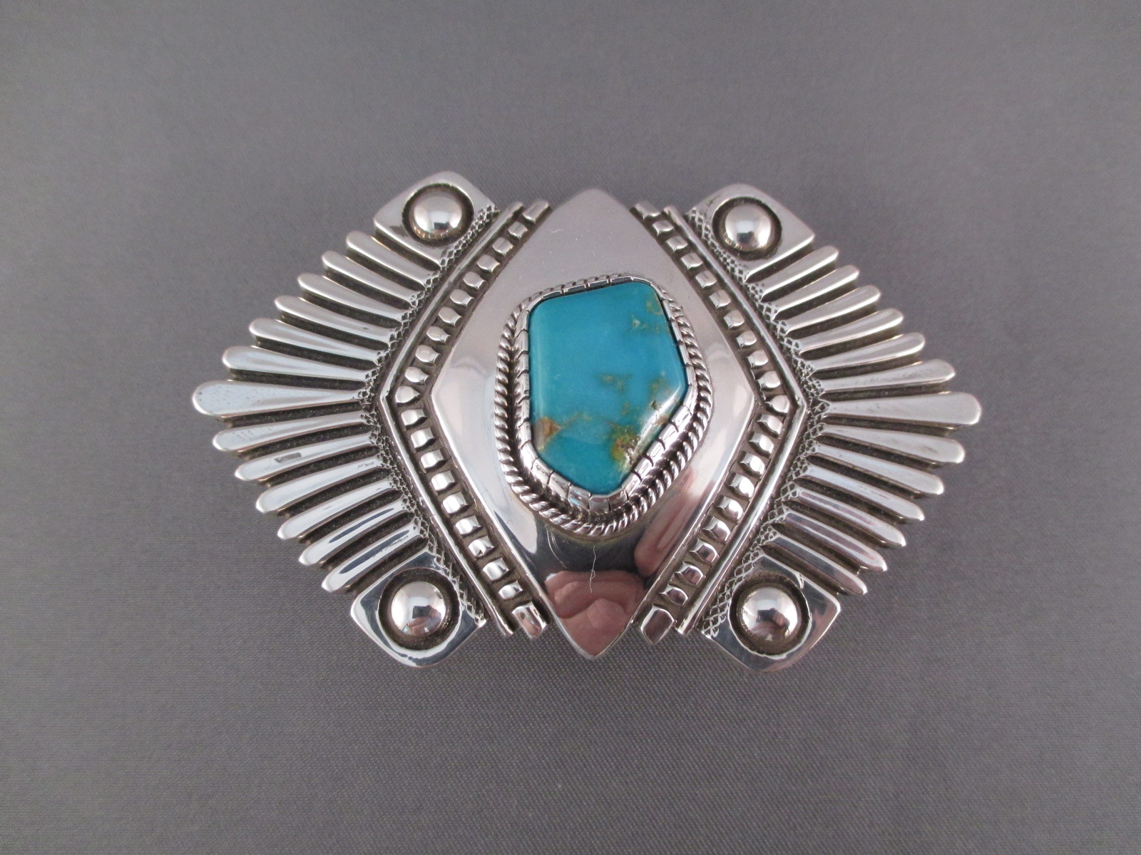 Leonard Gene Morenci Turquoise Belt Buckle - Turquois Buckle