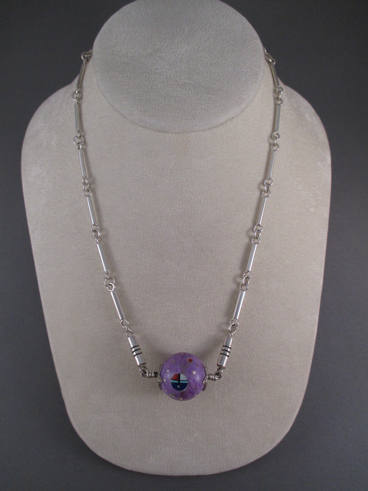 NE6059 Sterling Silver & Sugilite Necklace with Inlay by Navajo jewelry ...