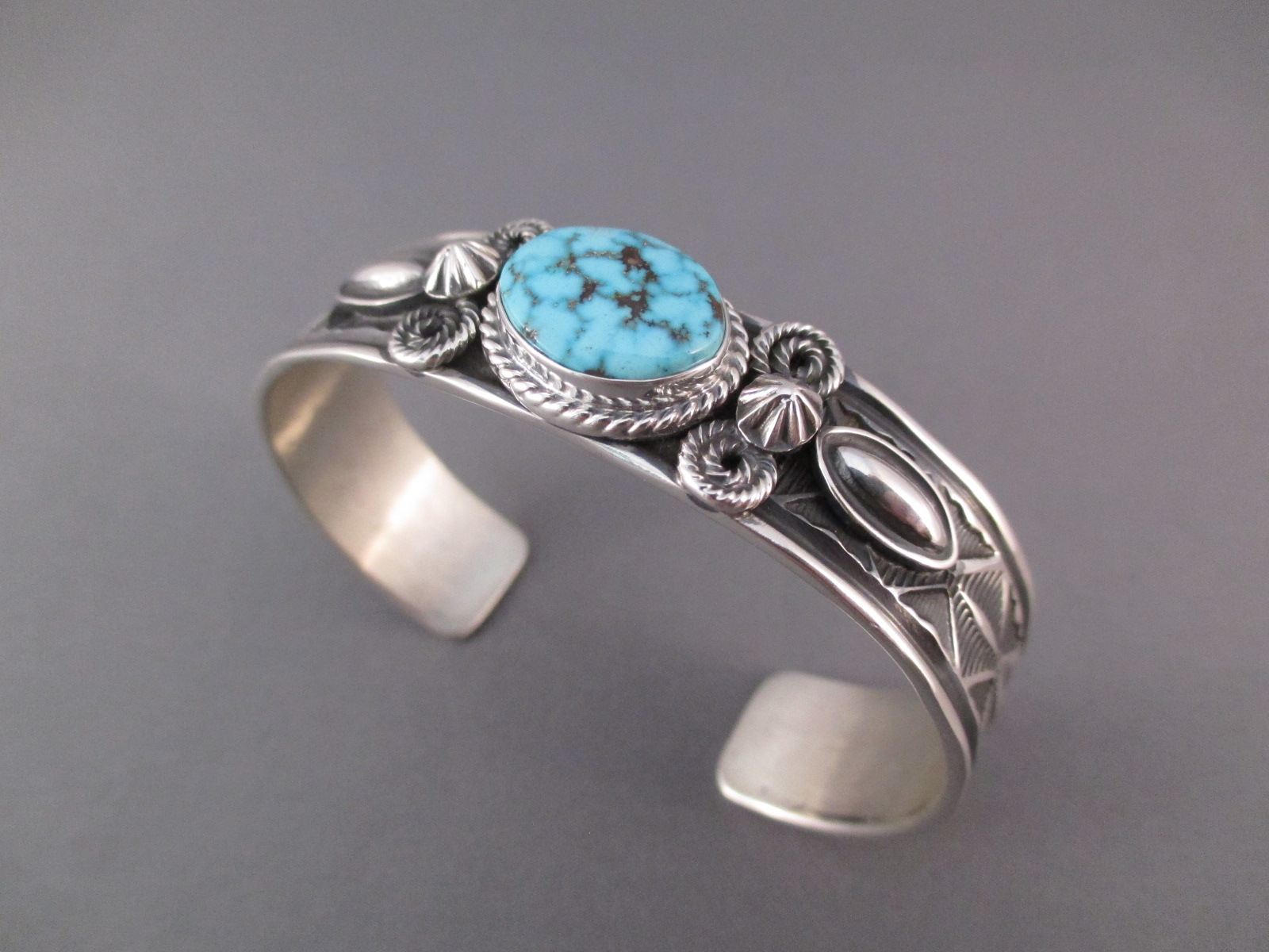 Sterling Silver & Kingman Turquoise Cuff Bracelet by Navajo jewelry ...