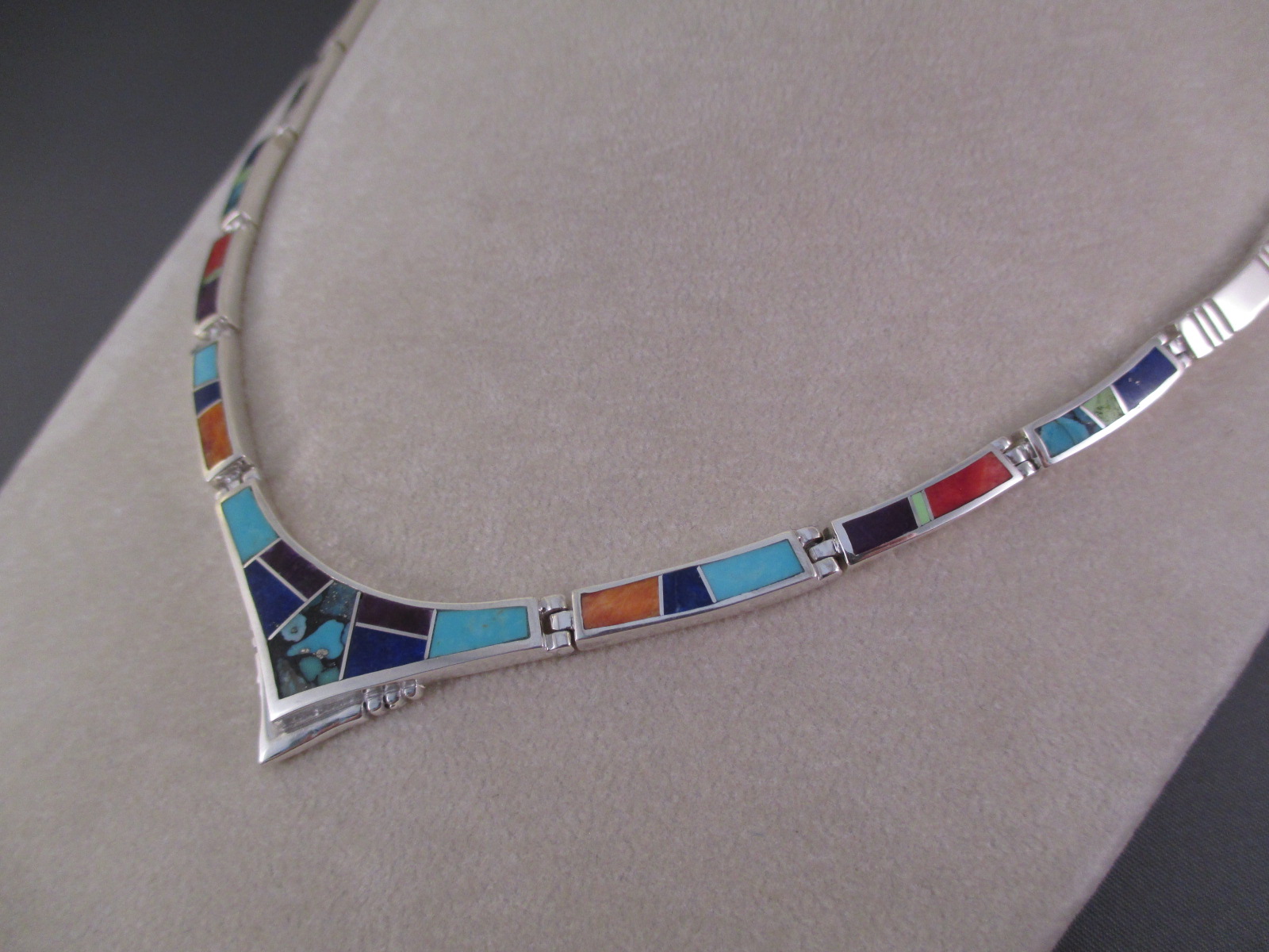 Multi-Color Inlay Necklace - Navajo Jewelry - Inlay Necklace