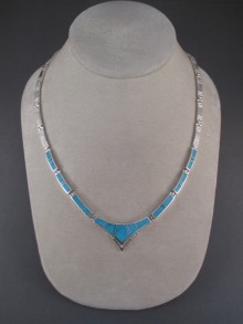 Wide Turquoise Inlay Cuff Bracelet - Navajo Jewelry - Inlay