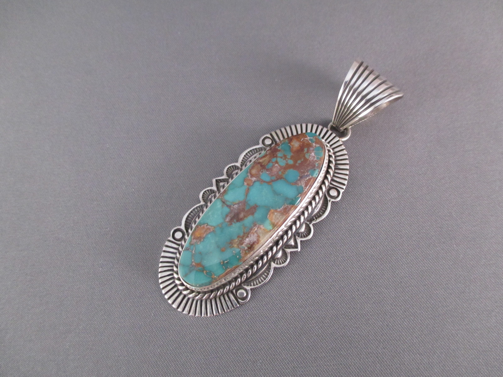 PE6121 Sterling Silver & Royston Turquoise Pendant by Navajo jewelry ...