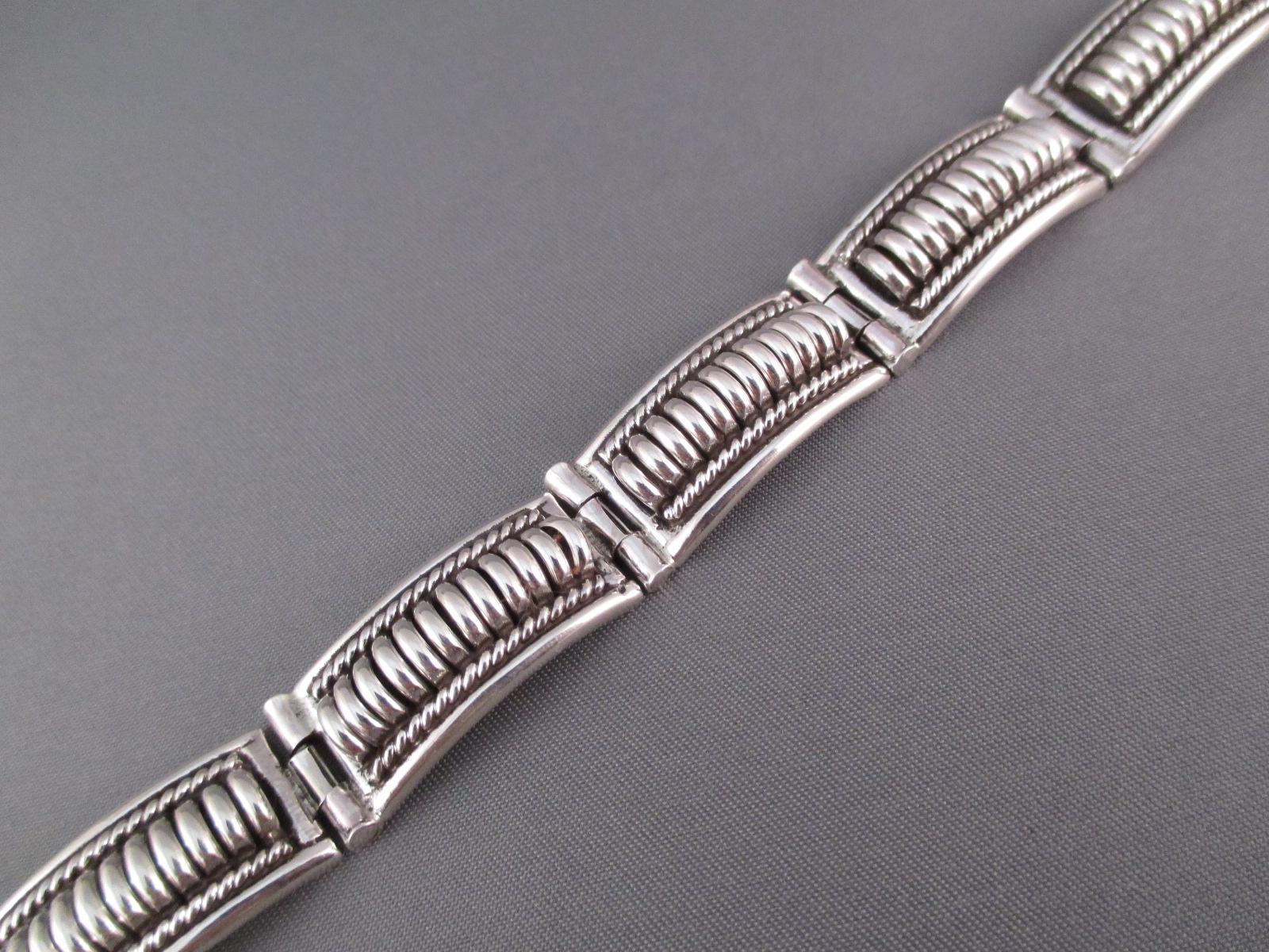 Tom Charlie Sterling Silver Link Bracelet - Navajo Jewelry