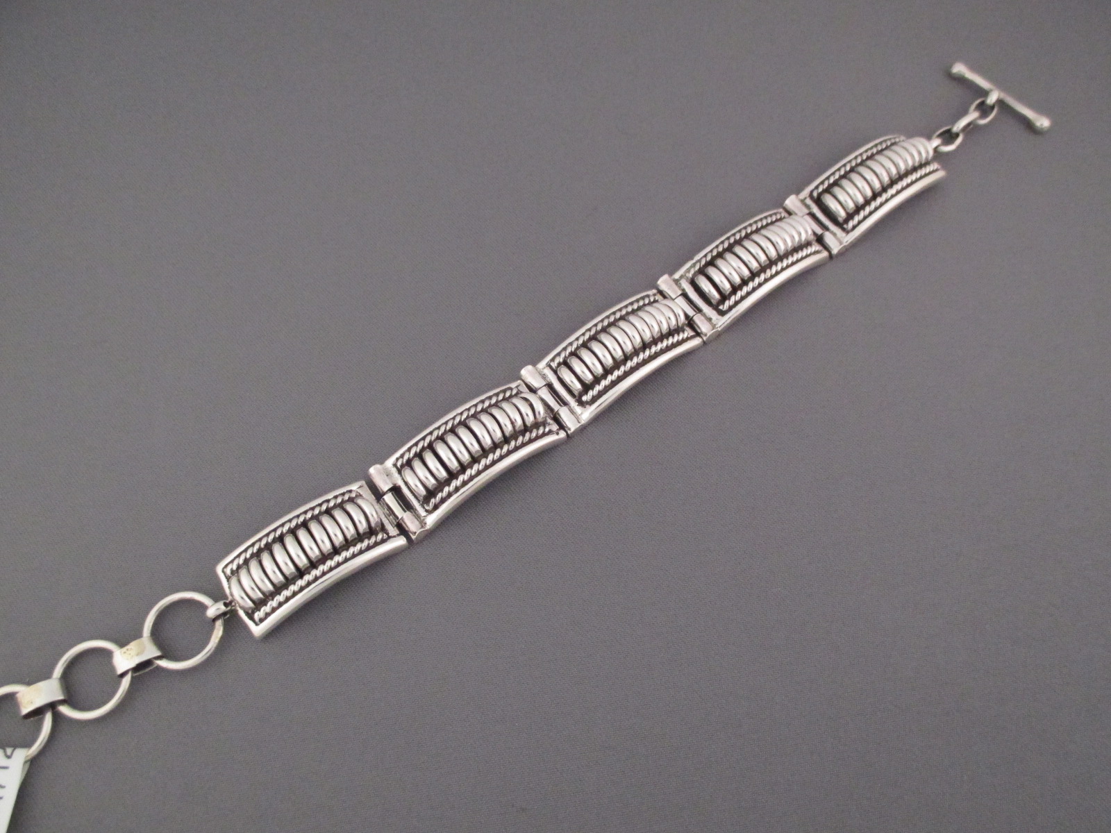 Tom Charlie Sterling Silver Link Bracelet - Navajo Jewelry