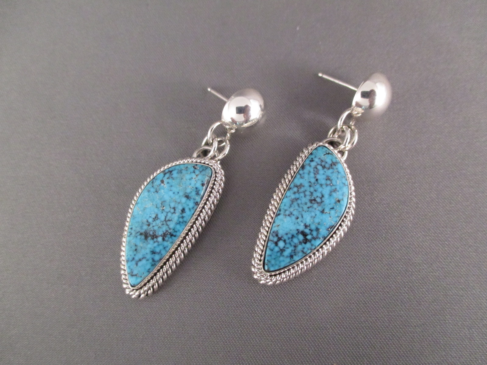 Kingman Turquoise Earrings - Artie Yellowhorse Navajo Jewelry