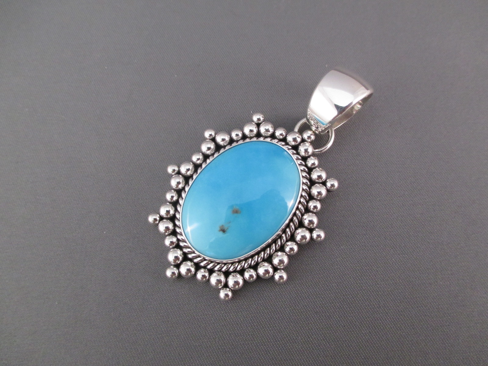 Sleeping Beauty Turquoise Pendant by Artie Yellowhorse - Two Grey Hills