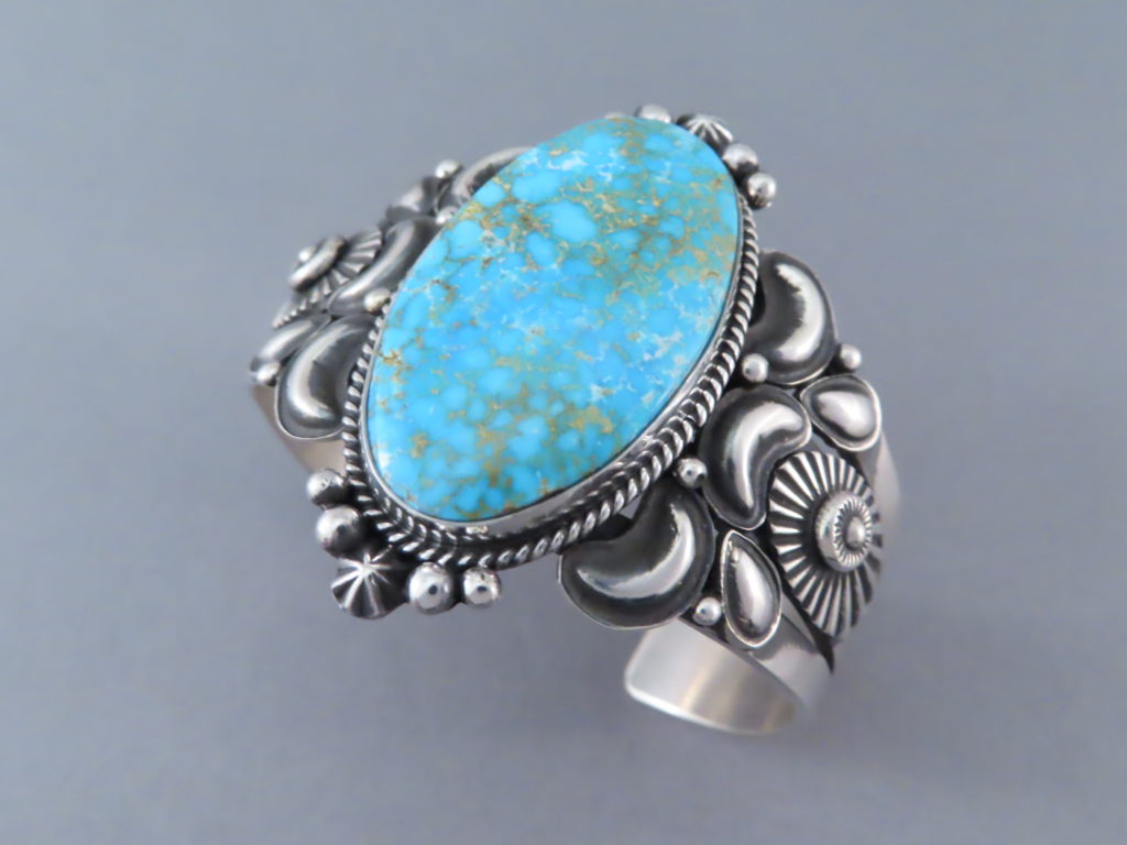 Kingman Turquoise Cuff Bracelet by Derrick Gordon - Turquoise