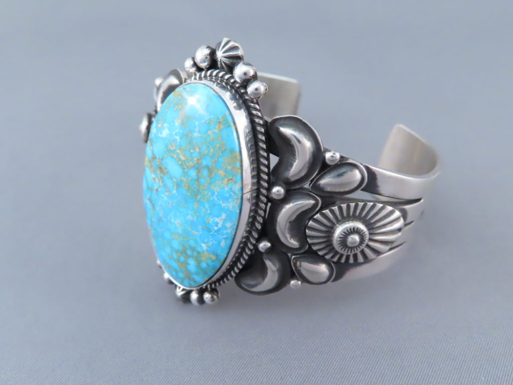 Kingman Turquoise Cuff Bracelet by Derrick Gordon - Turquoise