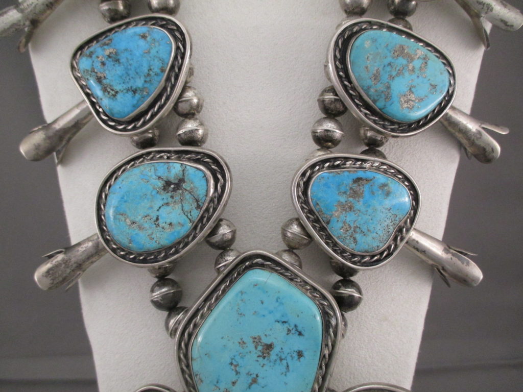 HUGE Morenci Turquoise Squash Blossom Necklace - Vintage Squash