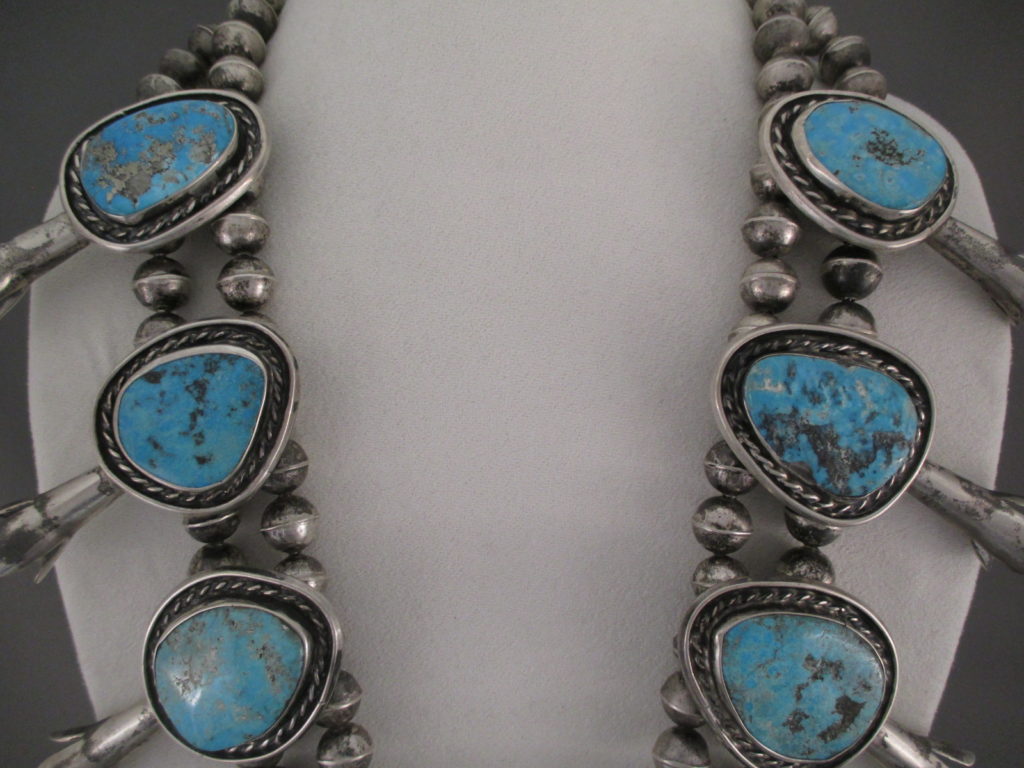 HUGE Morenci Turquoise Squash Blossom Necklace - Vintage Squash