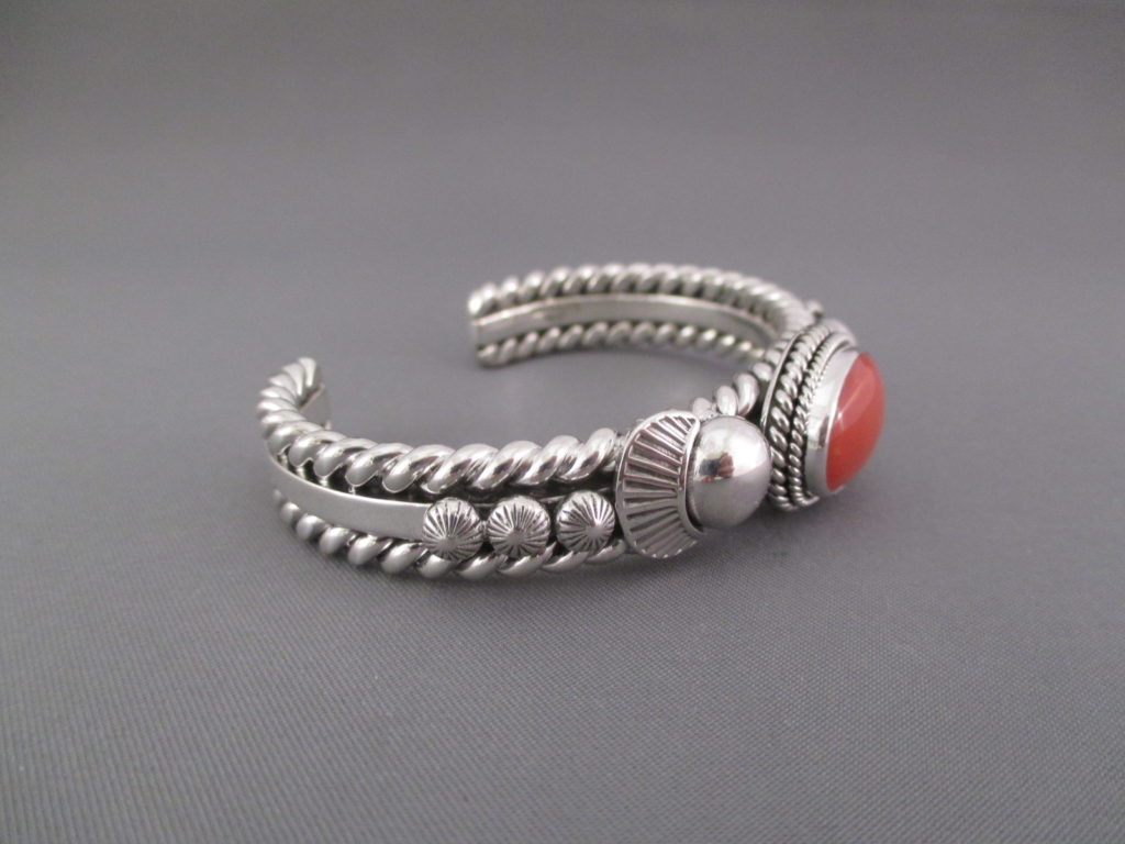 Coral Bracelet by Artie Yellowhorse - Navajo Jewelry - Coral Cuff