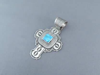 Kingman Turquoise Cross Pendant by Albert Jake