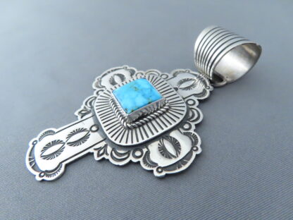 Kingman Turquoise Cross Pendant by Albert Jake