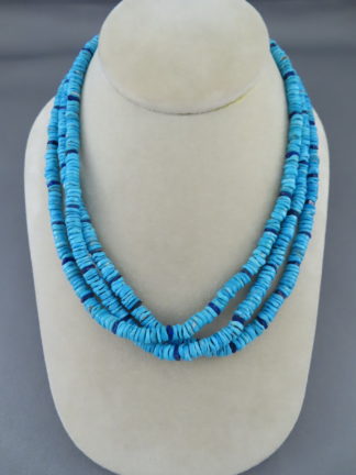 3 Strand Sleeping Beauty Turquoise Necklace with Lapis Accents - Two ...