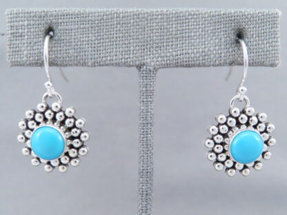 Sleeping Beauty Turquoise Earrings with Sterling Silver Beads