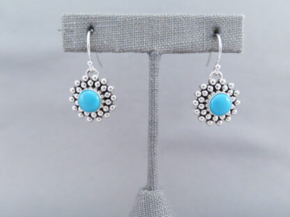 Sleeping Beauty Turquoise Earrings with Sterling Silver Beads