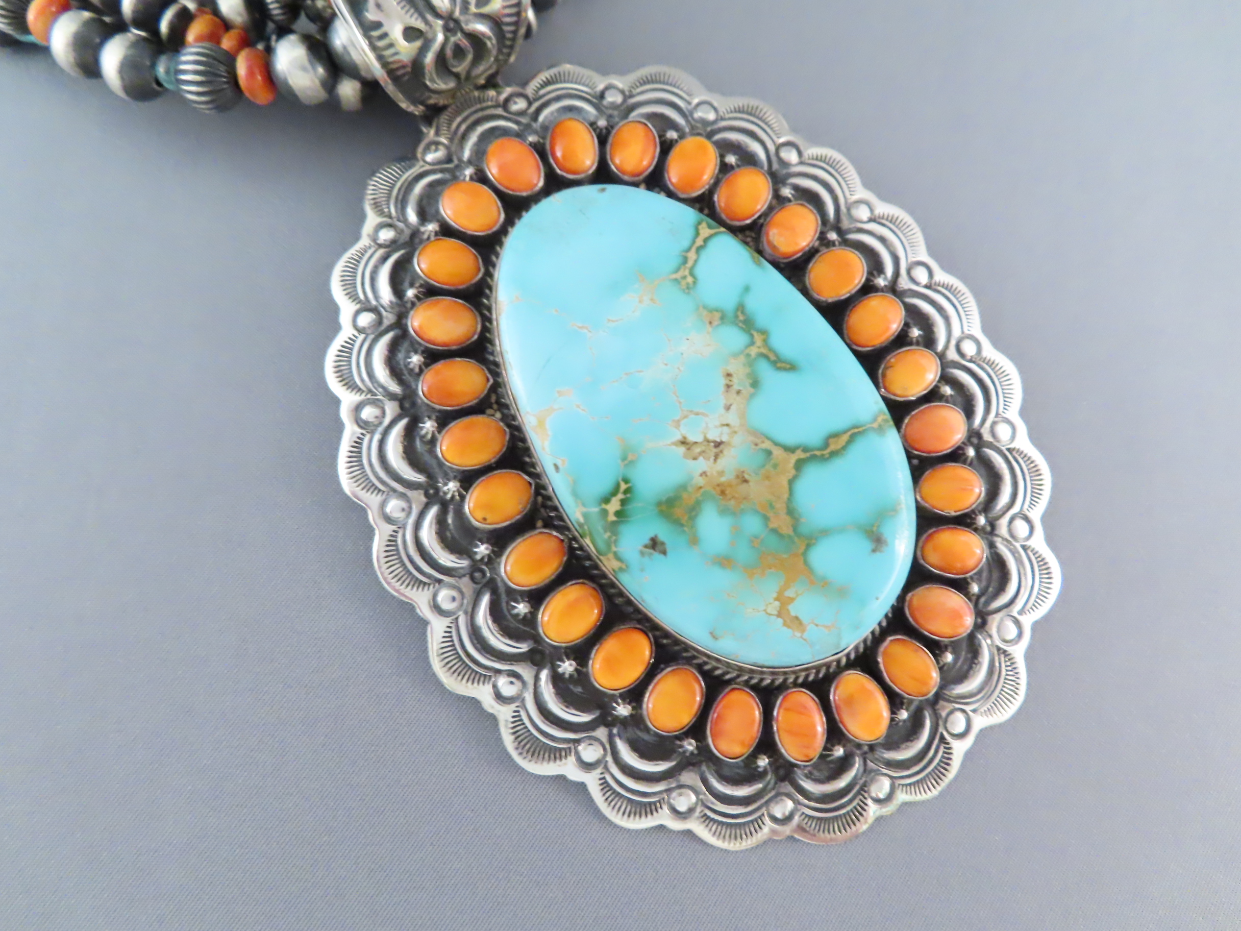 Navajo Sterling Spiny deals Oyster and Turquoise Necklace #853