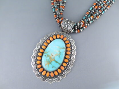 Southwestern SS Royston Turquoise & Spiny Oyster Naja buying Pendant