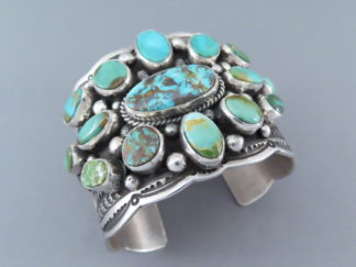 Turquoise Jewelry - Impressive Royston Turquoise Cluster Bracelet Cuff by Navajo jeweler, Guy Hoskie $1,695- FOR SALE