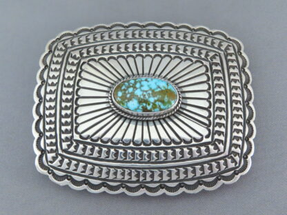 Kingman Turquoise Sterling Silver Belt Buckle